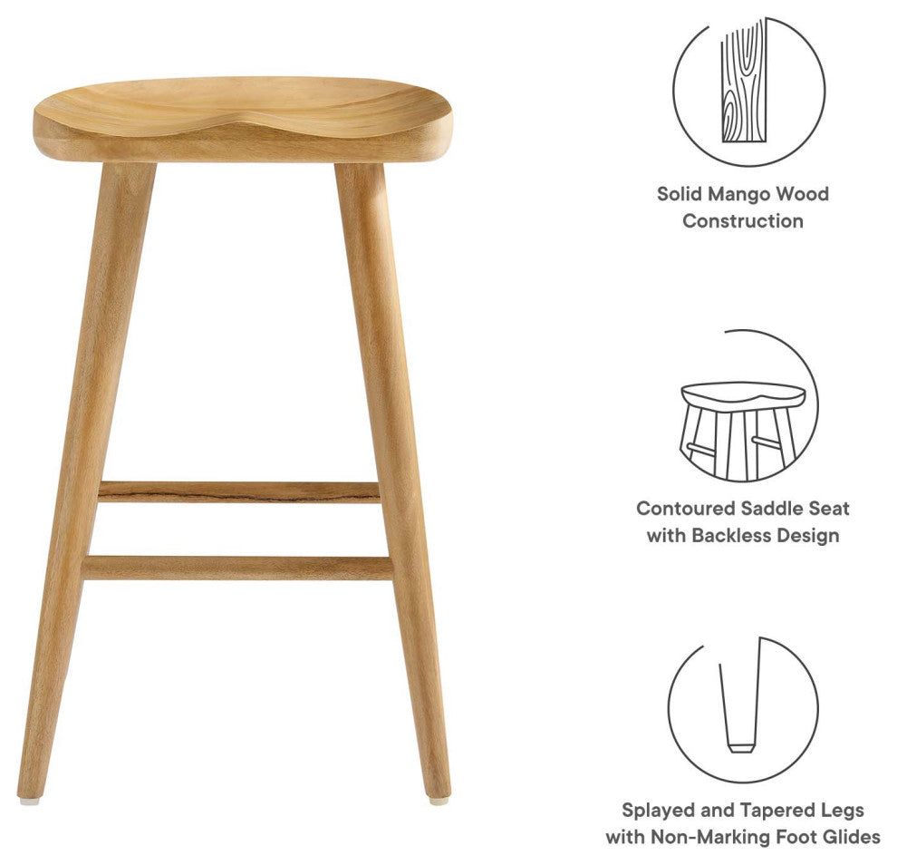 Saville Backless Wood Counter Stools - Set of 2