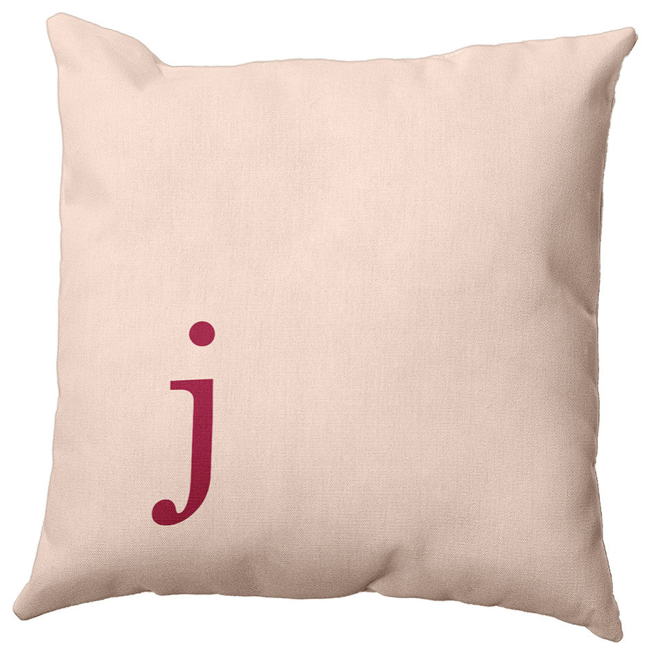 20"x20" Modern Monogram Decorative Throw Pillow, Cranberry