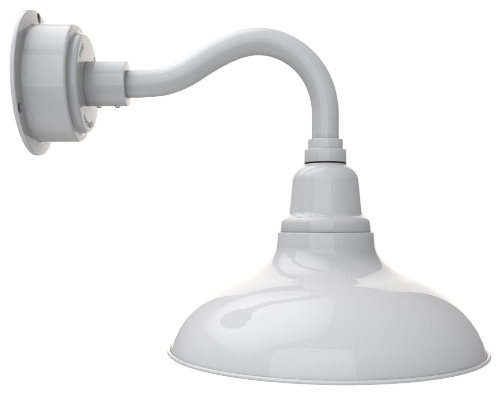 12in.  White Gooseneck Barn Light with Chic Arm