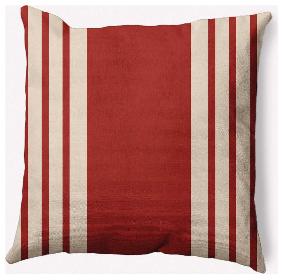 18" x 18" Stripe Indoor/Outdoor Polyester Throw Pillow, Maple Red