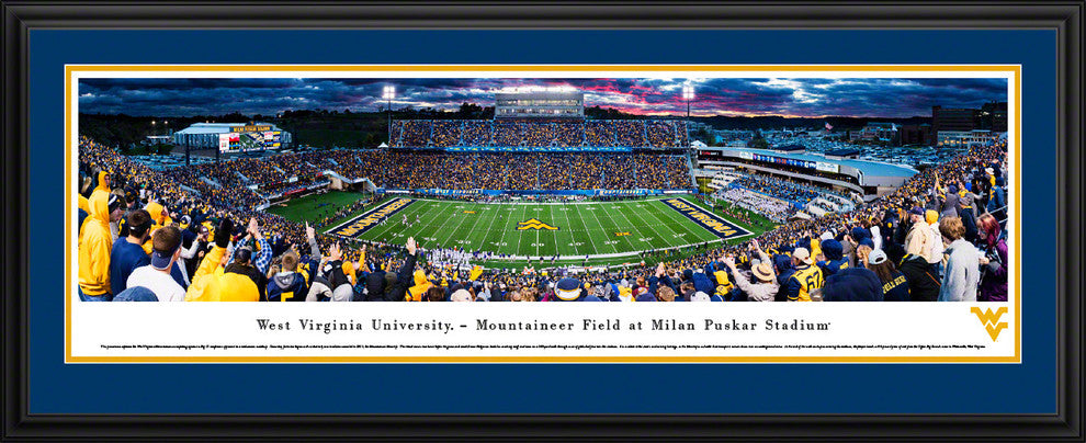 West Virginia Football, 50 Yard Line, Deluxe Frame