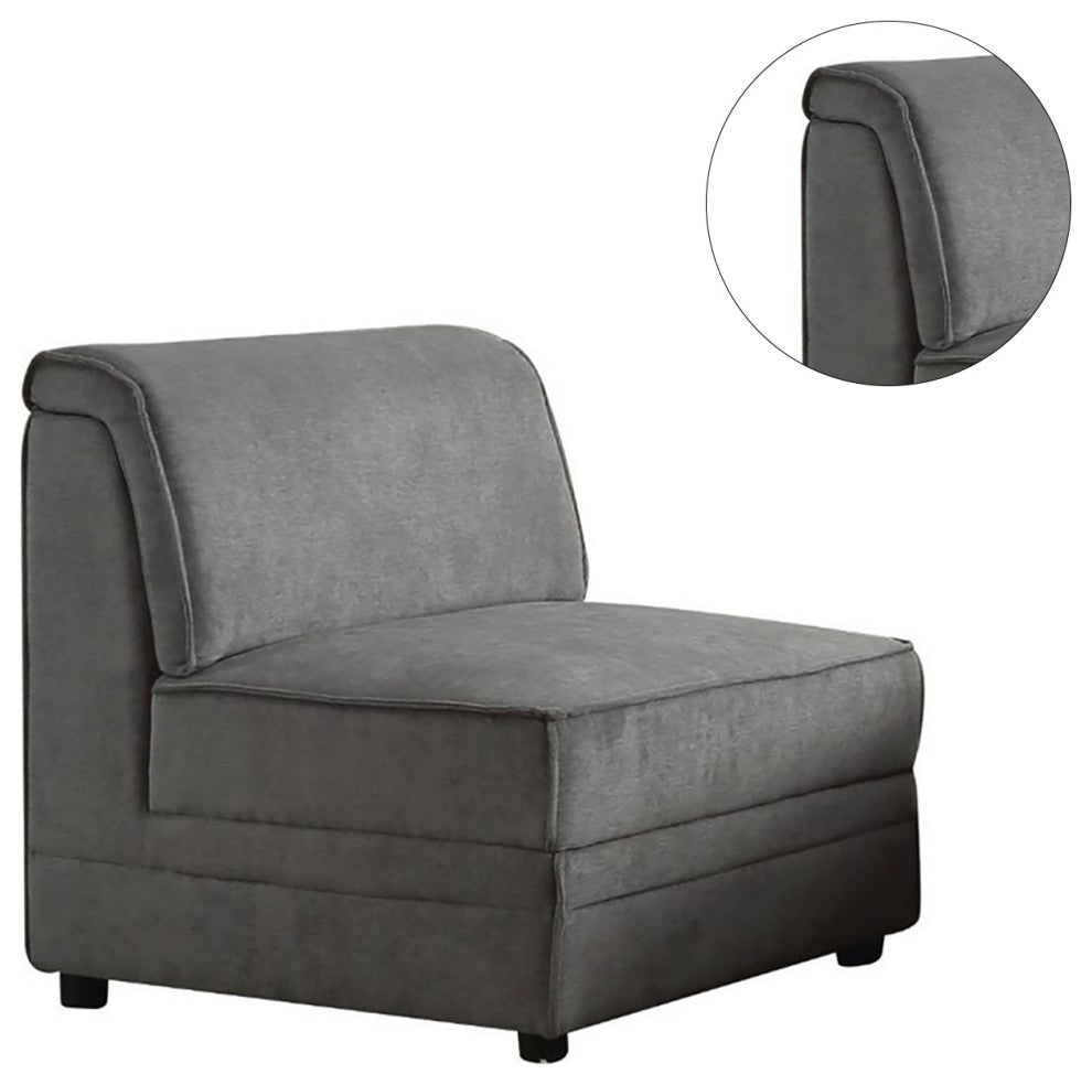 Gray Velvet Modular Armless Chair