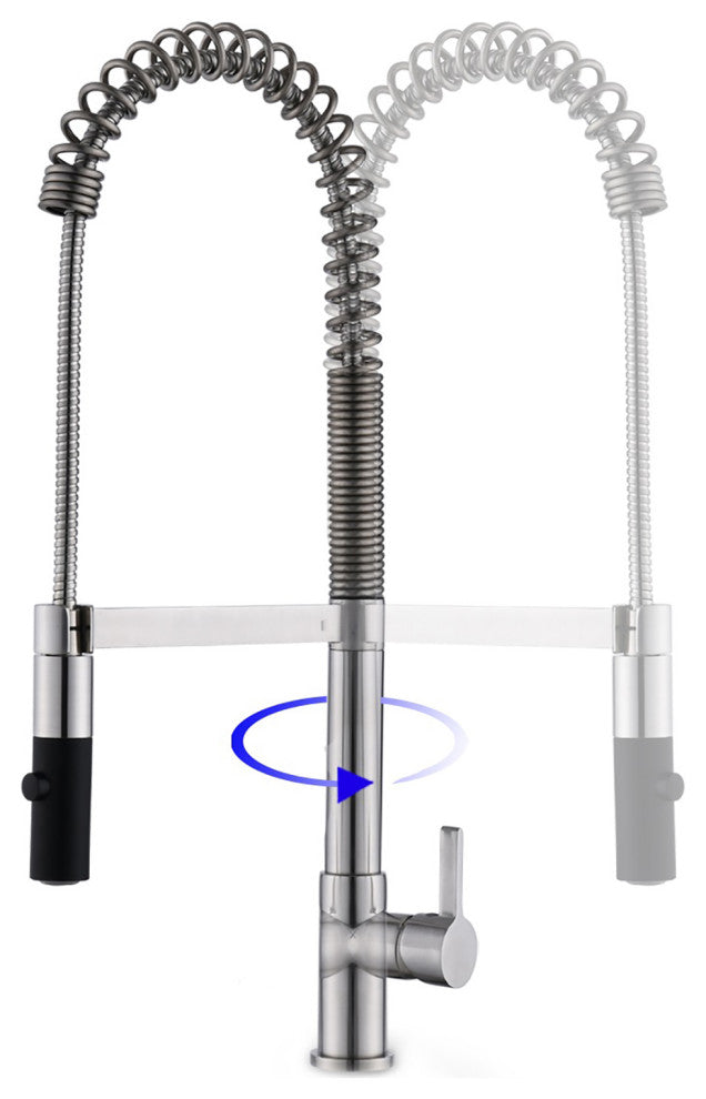 Single Handle Deck Mounted Spring Neck Pull Down Kitchen Faucet with Deckplate