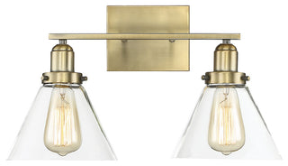 Drake 2-Light Bathroom Vanity Light, Warm Brass