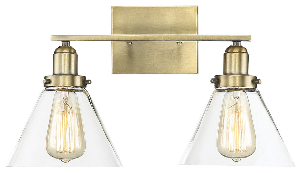 Drake 2-Light Bathroom Vanity Light, Warm Brass