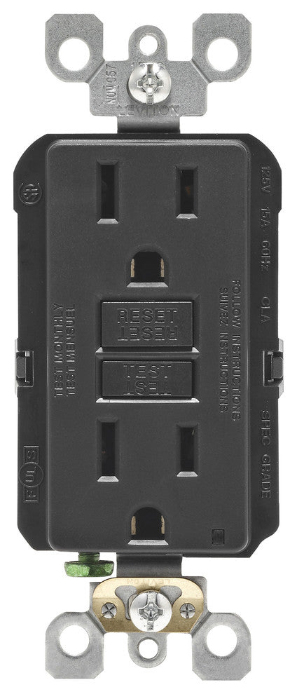 Leviton GFCI Receptacle, 15 amps, Black
