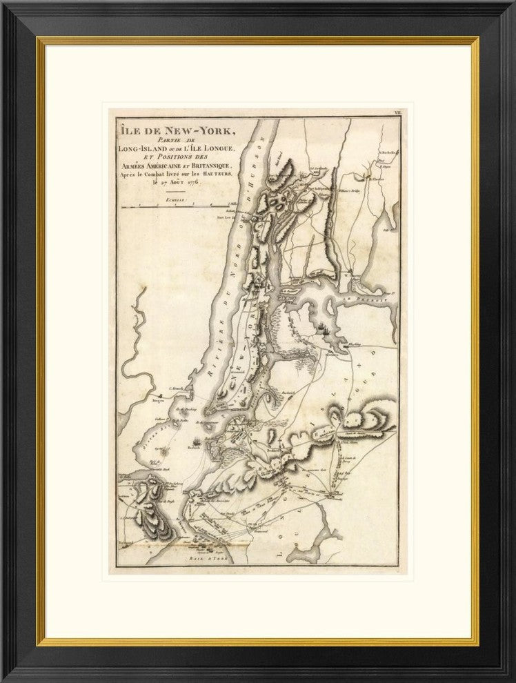 Ile De New York Et Positions Des Armees Americaine Et Britannique, 1776, 24"x32"