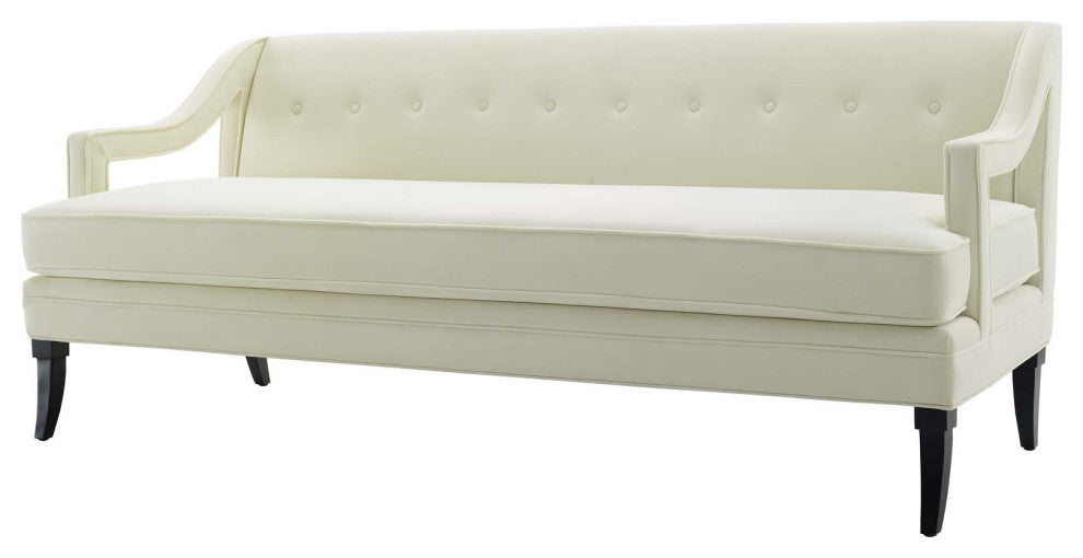 Armchair and Sofa Set, Set of 2, Velvet, Ivory White, Modern, Lounge Hospitality