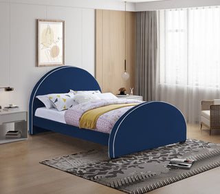 Brody Velvet Upholstered Bed, Navy, Queen