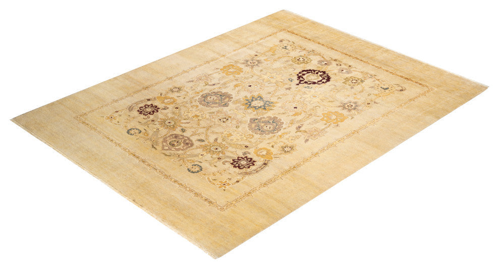 Ellie, One-of-a-Kind Hand-Knotted Area Rug, Ivory, 8' 0"x10' 4"
