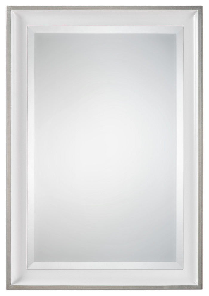 Uttermost - 09081 - Mirror - Lahvahn - Gloss White w/Silver Leaf