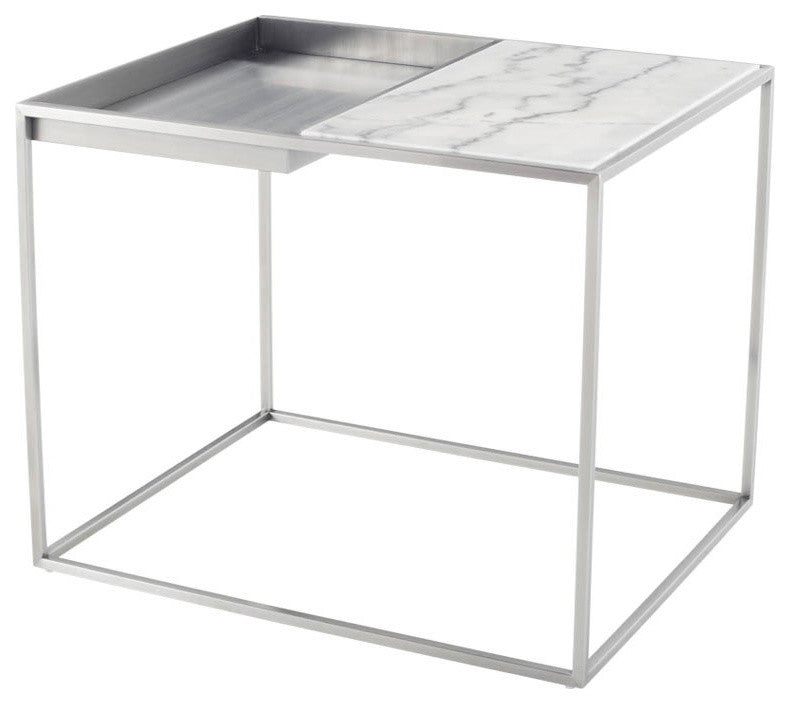 Corbett White Stone Side Table, HGNA525