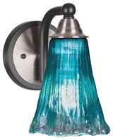 Paramount Wall Sconce, Matte Black & Brushed Nickel, 5.5" Fluted Teal Crystal