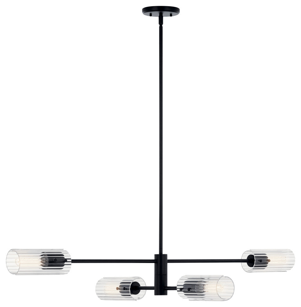 Velestino 47.50" 4-Light Linear Chandelier, Black