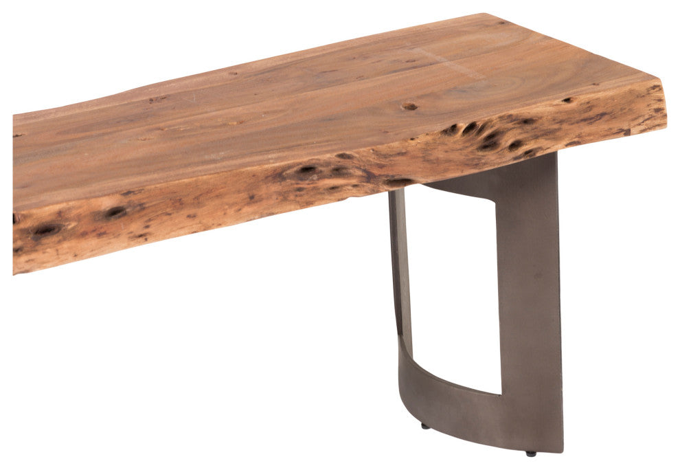 76 Inch Bench Extra Small Smoked Brown Industrial