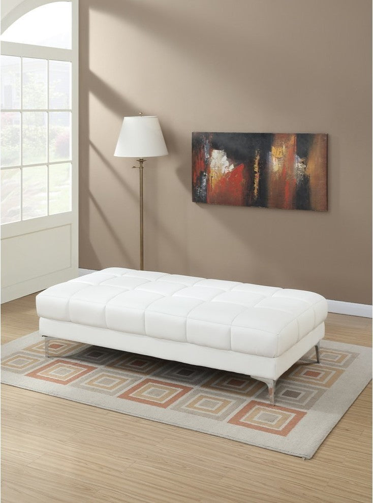 Leather Ottoman In White
