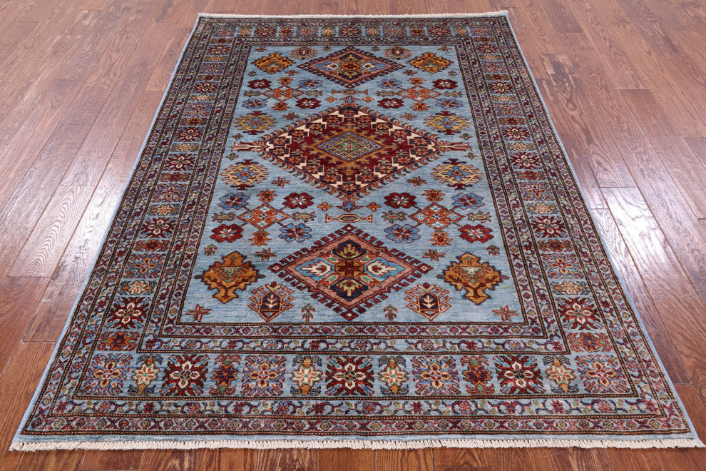 4' 11" X 6' 10" Super Kazak Hand-Knotted Wool Rug Q10919