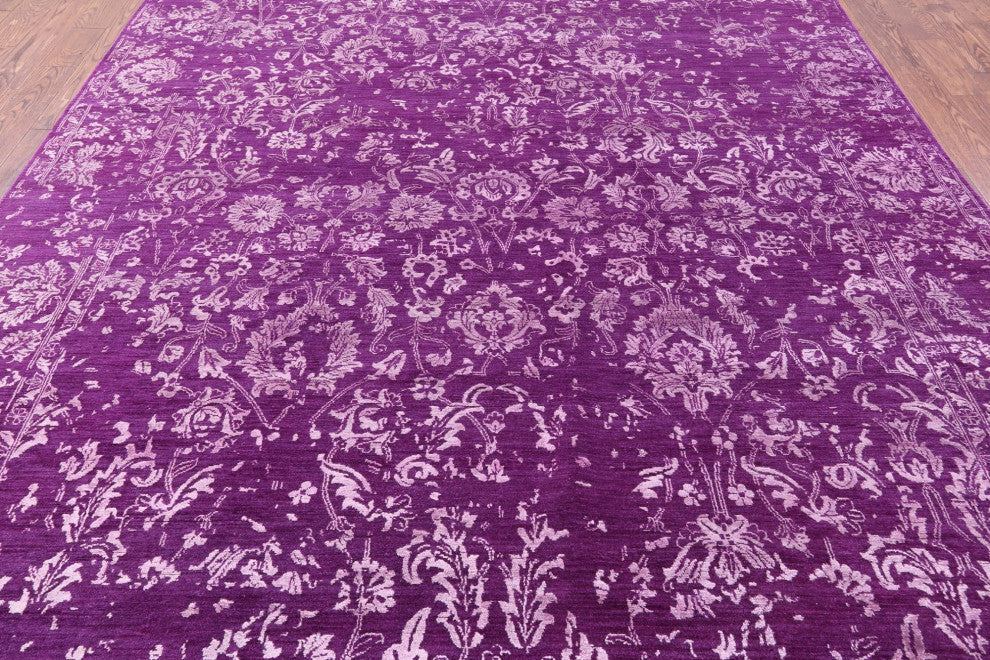 8' 11" X 12' 3" Persian Wool and Silk Hand Knotted Rug Q11762