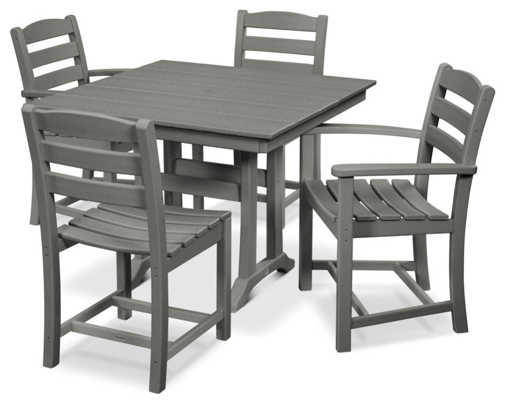 Polywood La Casa Cafe 5-Piece Farmhouse Dining Set, Slate Gray