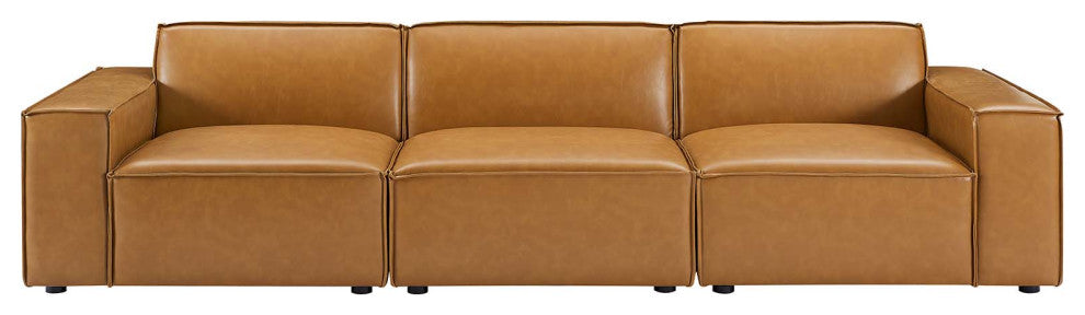 Restore Vegan Leather 3-Piece Sofa Tan