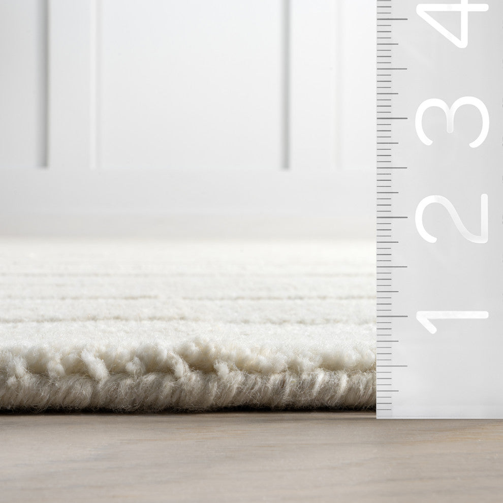 Vestry Striped Wool Area Rug, Ivory 5' x 8'