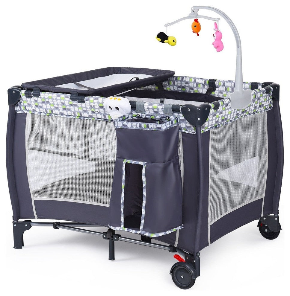 Modern Style Fold-able Travel Baby Crib Playpen Infant Bassinet Bed