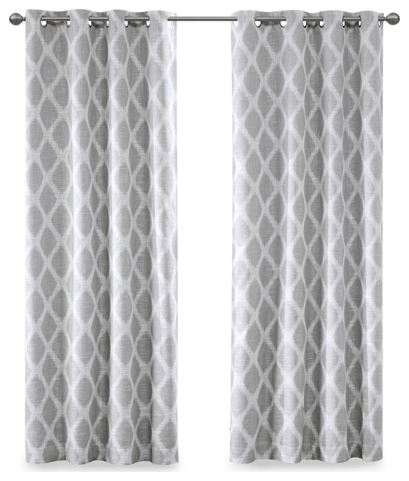 SunSmart Blakesly Ikat Blackout Window Panel, Grey, Grey, 50"x84"