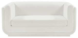 Kimora Linen Textured Fabric Upholstered Loveseat, Cream
