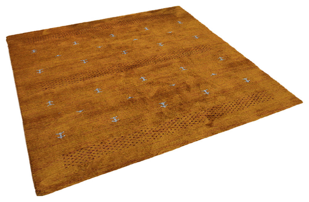 HAND KNOTTED LOOM SILK ECO-FRIENDLY AREA RUG -10'x10',Square,Orange,Contemporary
