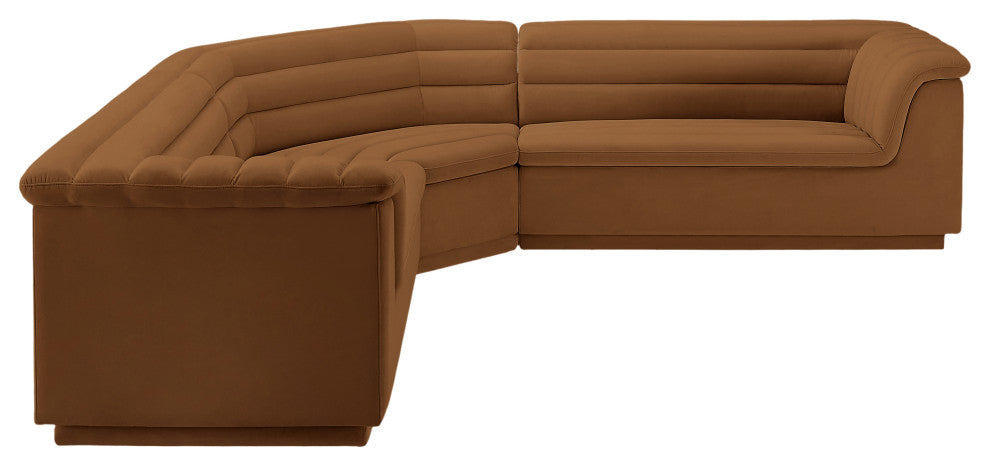 Cascade Upholstered Modular Sofa, Saddle, Velvet, Corner Sectional