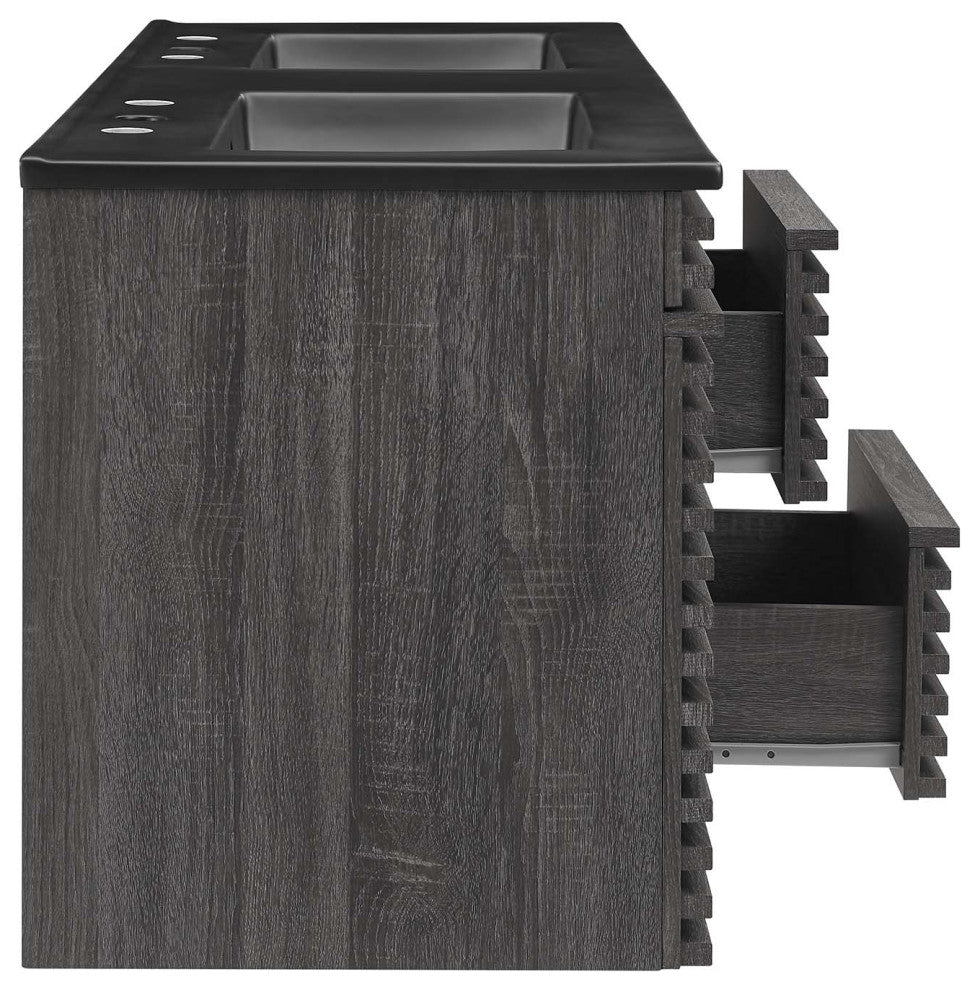 Render 48" Wall-Mount Bathroom Vanity, Charcoal Black