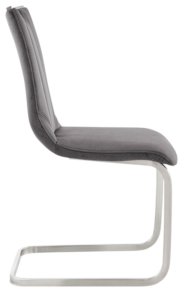 Pacific Gray Dining Room Accent Chair Set of 2, Gray and Stainless Steel