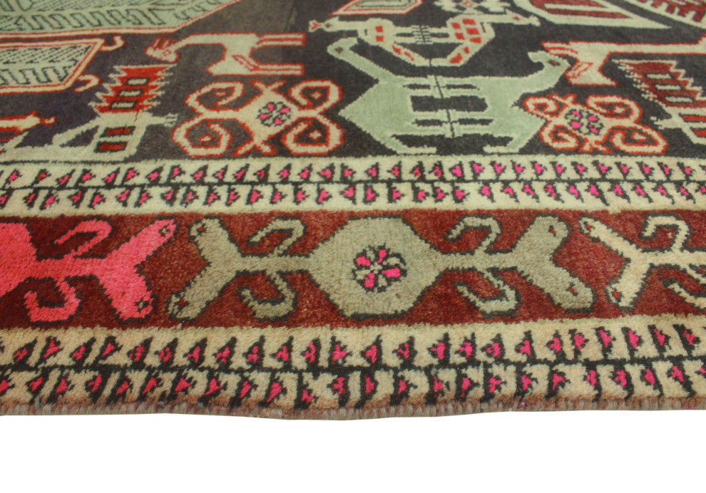Semi-Antique Indiana Charcoal/Beige Runner, 4'11x10'6