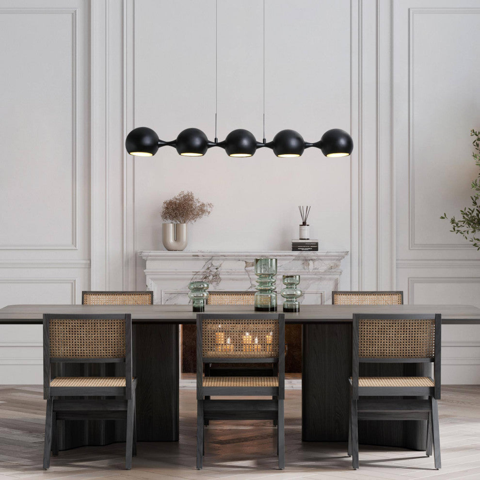 LNC Hosodani 5-Light 41.3" Modern Linear LED Kitchen Island Light, Matte Black