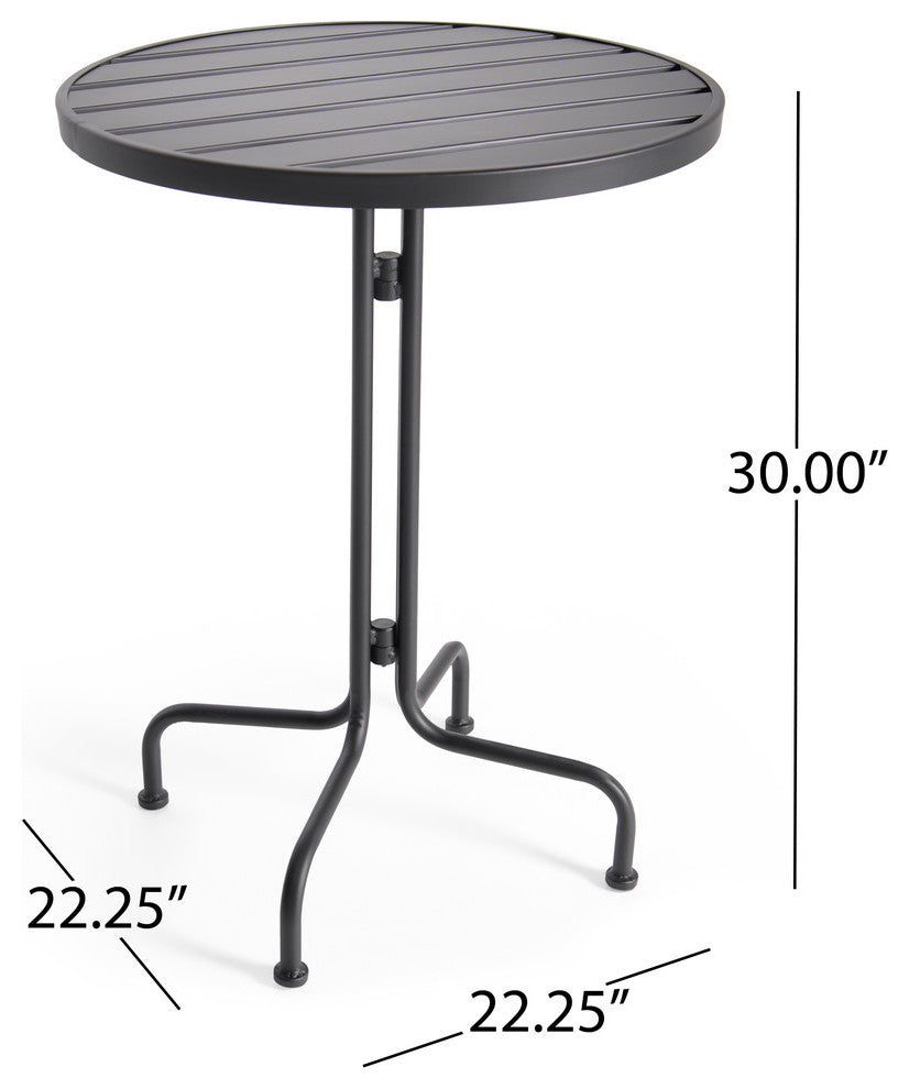 Arthur Desert Outdoor Modern 3 Piece Bistro Set, Matte Black