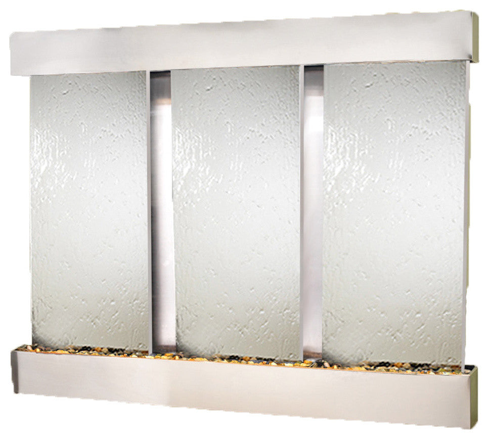 Deep Creek Falls Fountain, Silver Mirror, Stainless Steel, Square