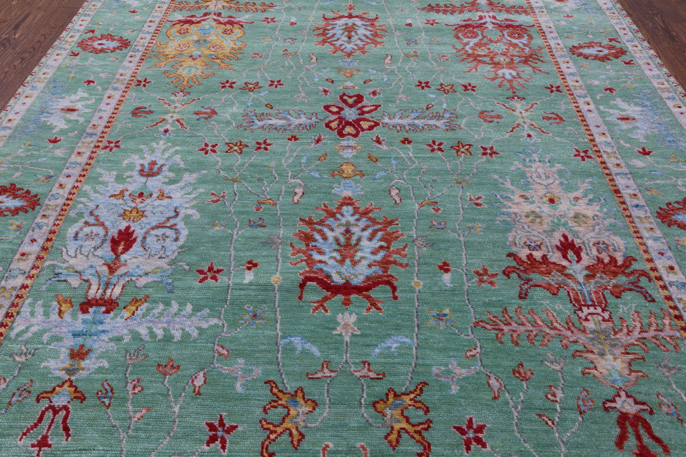Turkish Oushak Handmade Wool Rug 9' 1" X 12' 1" - Q13379