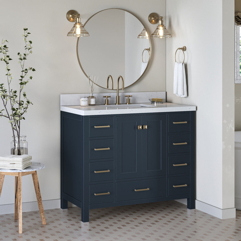 Ariel Cambridge 42" Single Rectangle Sink Vanity, Carrara Quartz