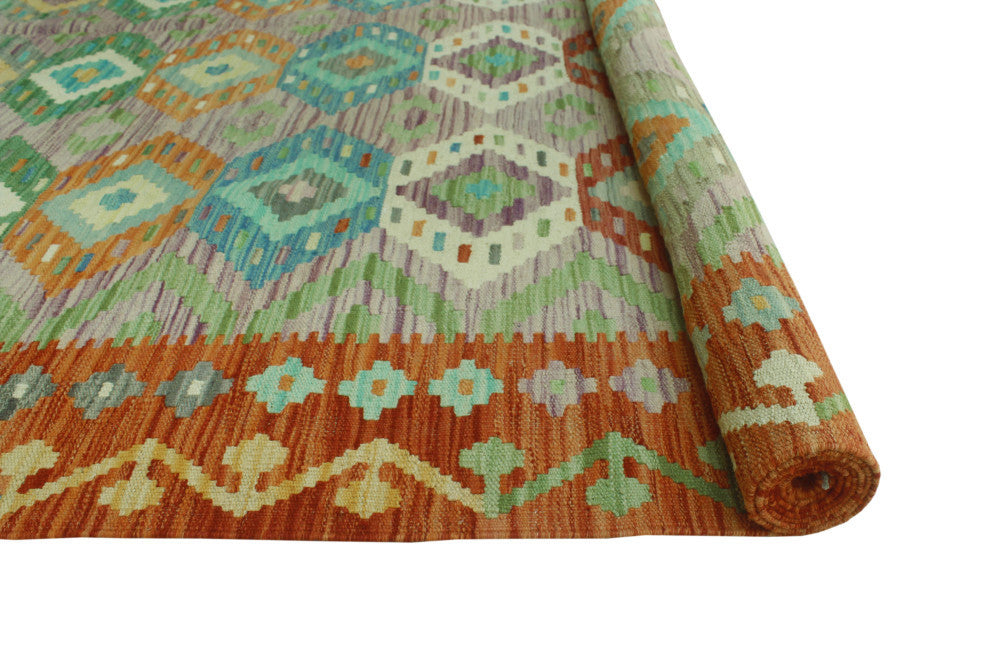 Sun Faded Kilim Cemile Rust/Purple Rug, 6'8x10'0