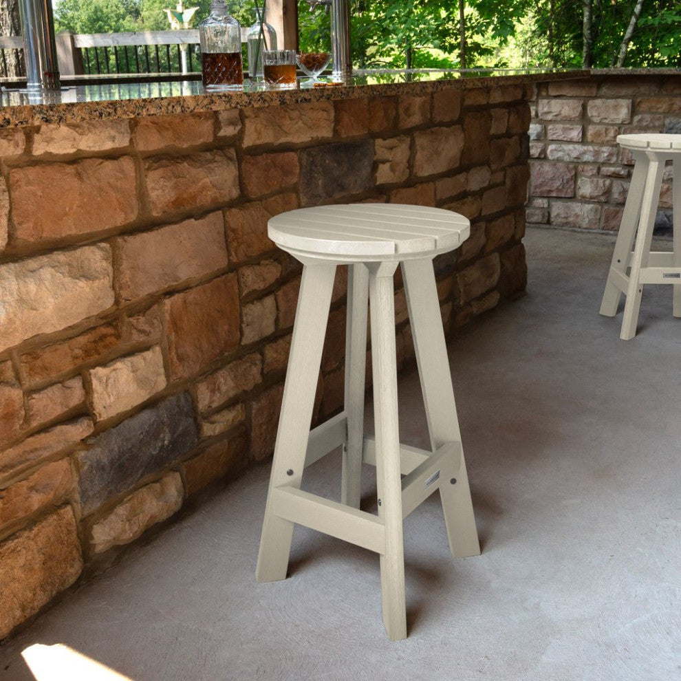 Birch Round Bar Height Stool, Whitewash