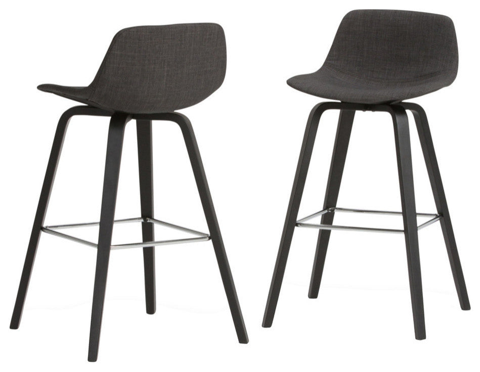 Randolph Bentwood Counter Stool, Set of 2, Charcoal Gray and Black