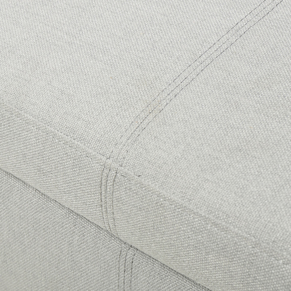 GDF Studio Hayes Contemporary Fabric Storage Ottoman Bench with Rolled Arms, Light Gray