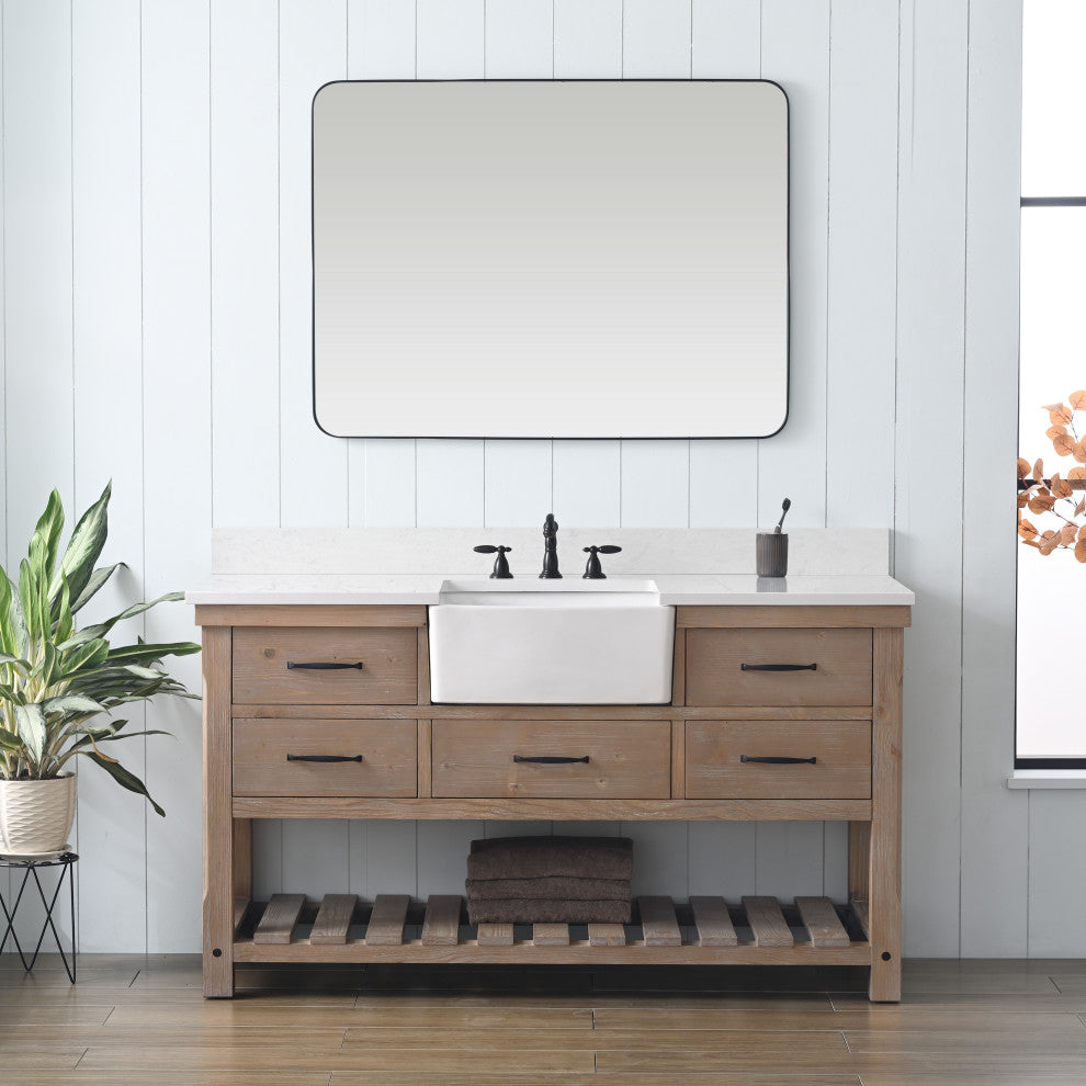 Wesley 60" Bathroom Vanity, Weathered Natural