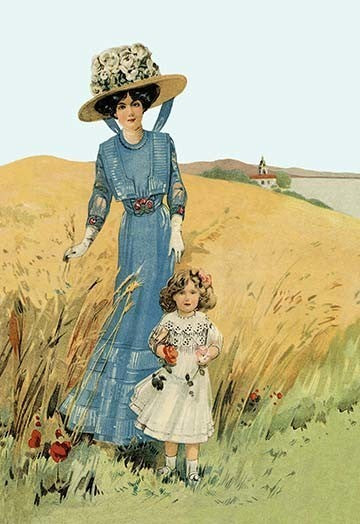 The Fashionable Mother and Child - Fine Art Giclee Print 24" x 36"