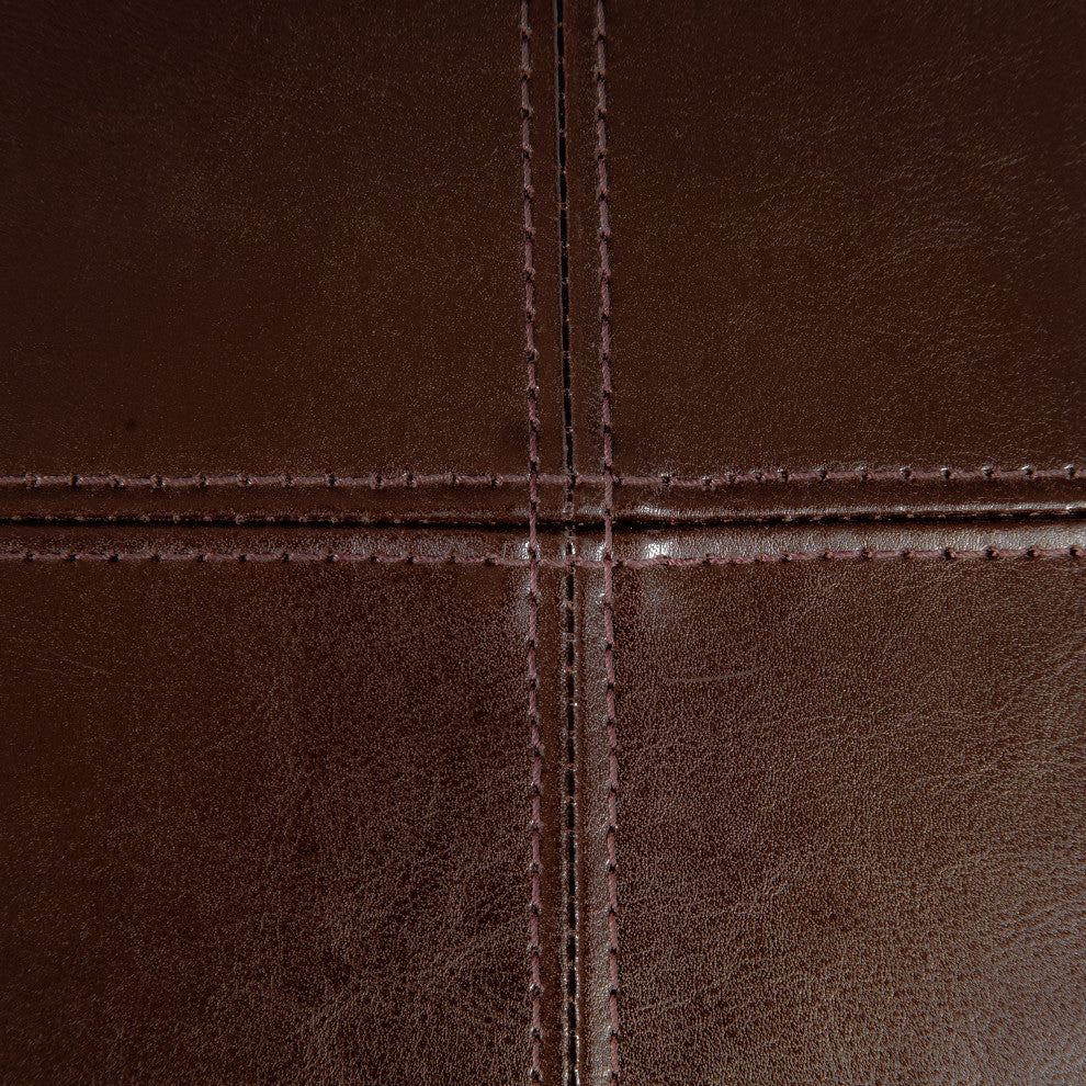 GDF Studio Percival T-stitched Chocolate Brown Leather Dining Chairs, Brown, Set of 4