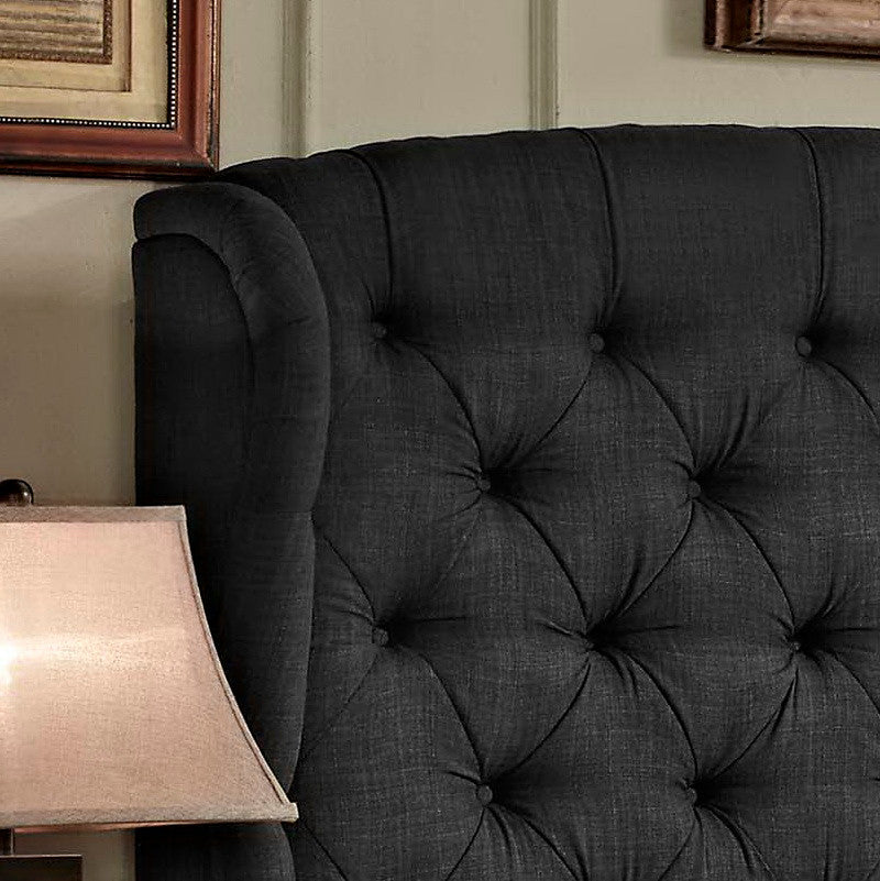 Felisa Upholstered Panel Bed, Charcoal, Full