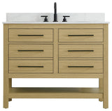 Home Living 42" Single Bathroom Vanity, Honey Brown With Backsplash