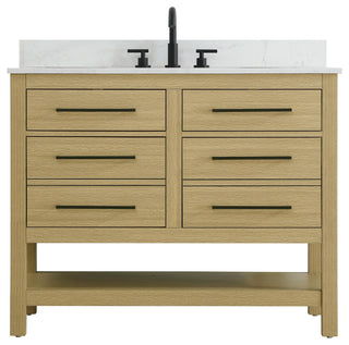 Home Living 42" Single Bathroom Vanity, Honey Brown With Backsplash