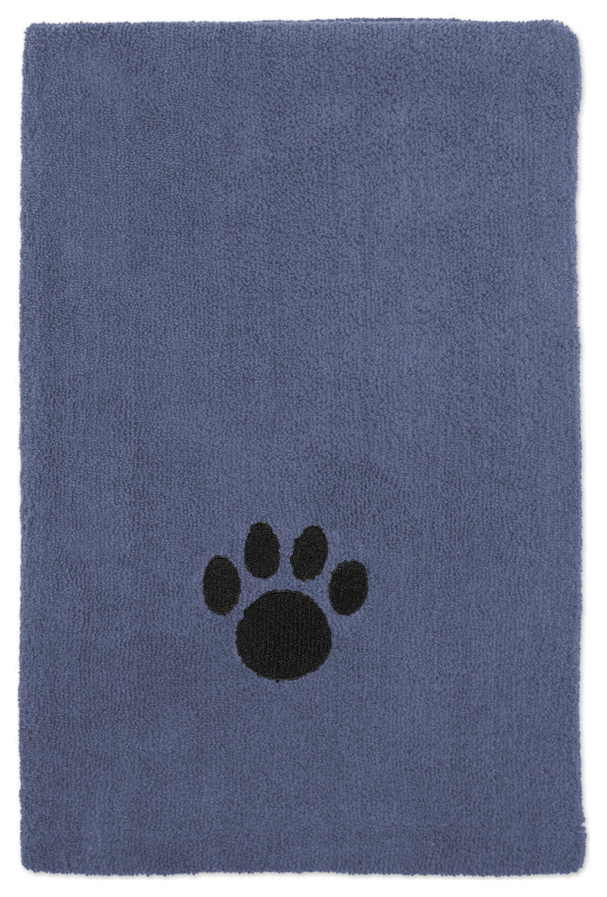Stonewash Blue Embroidered Paw Pet Towel