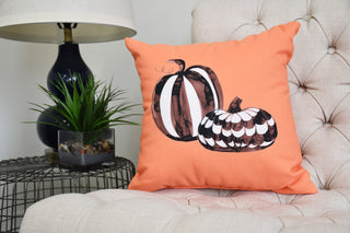 Pumpkin Duo 26" Orange Halloween Print Decorative Throw Pillow